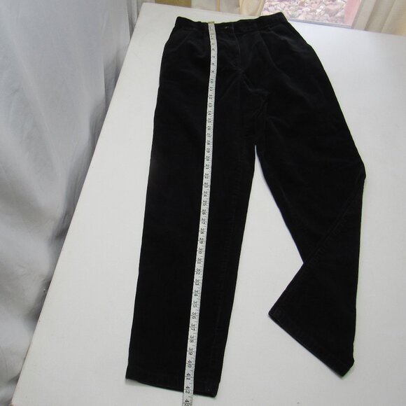 Vintage L.L.Bean Women's Black Corduroy Chino Everyday Pleated Trousers Pants - Picture 7 of 8